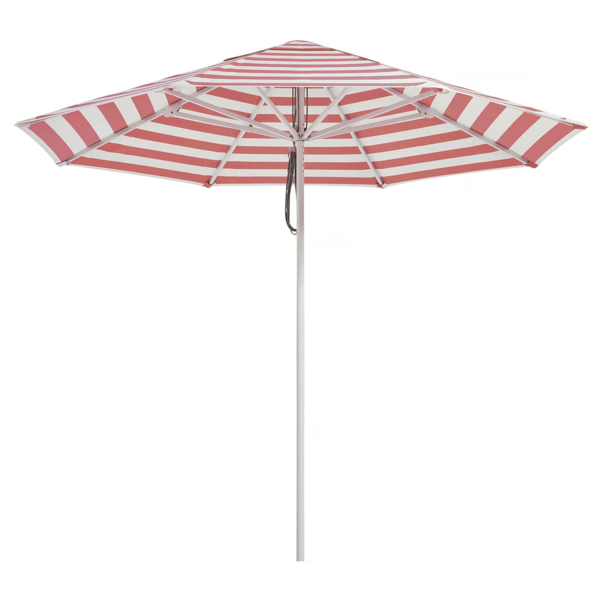 Basil Bangs 2.8m Sundial Patio Umbrella White Frame Coral Stripe