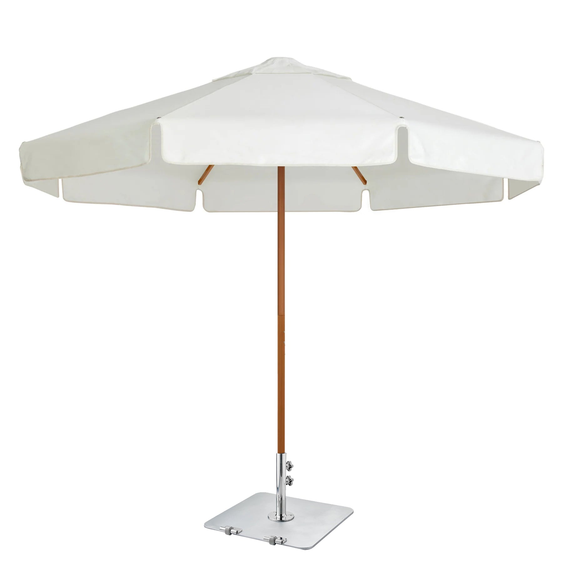 Sundial+ Patio Umbrella & Base Set: ø280cm White / straight valance / galvanised 32kg