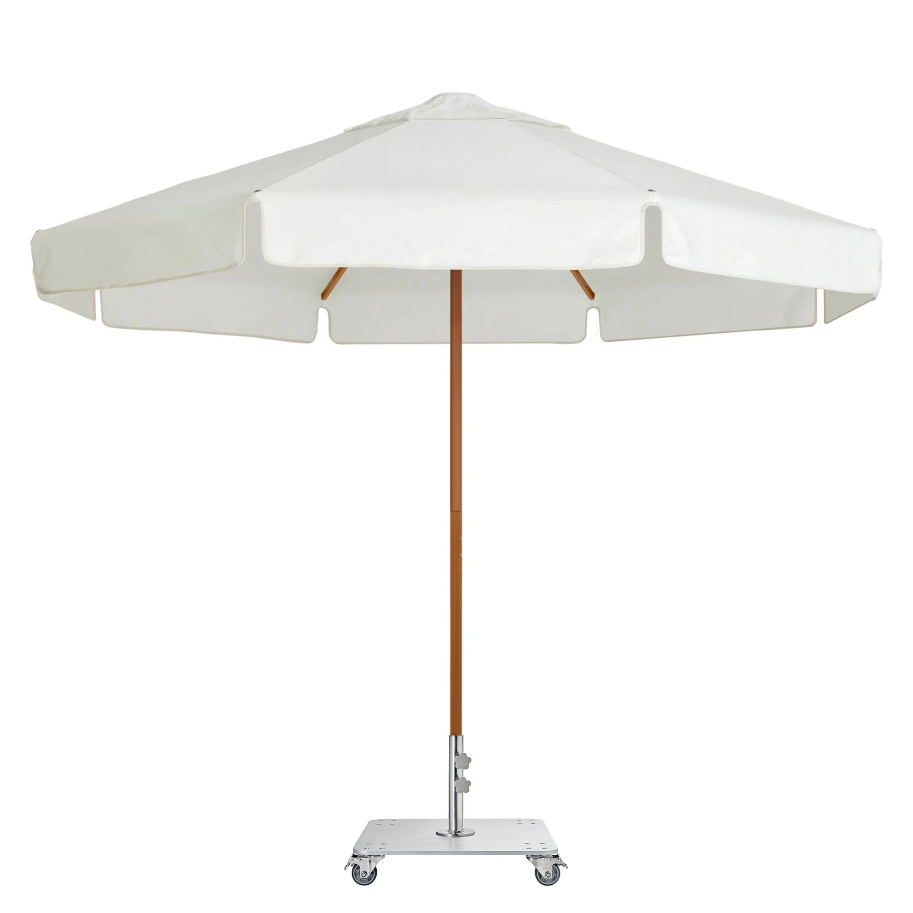 Sundial+ Patio Umbrella & Base Set: ø280cm White / straight valance / galvanised 32kg