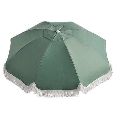 Relax in style at the beach with the beautiful and practical Basil Bangs Premium Beach Umbrella Sage.